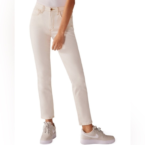 New Favorite Daughter Erin High Rise Slim Straight Jeans Ivory Antique White - Picture 1 of 15